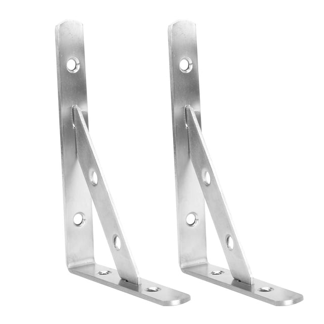 2 soportes triangulares de acero inoxidable para estante de pared y mesa.