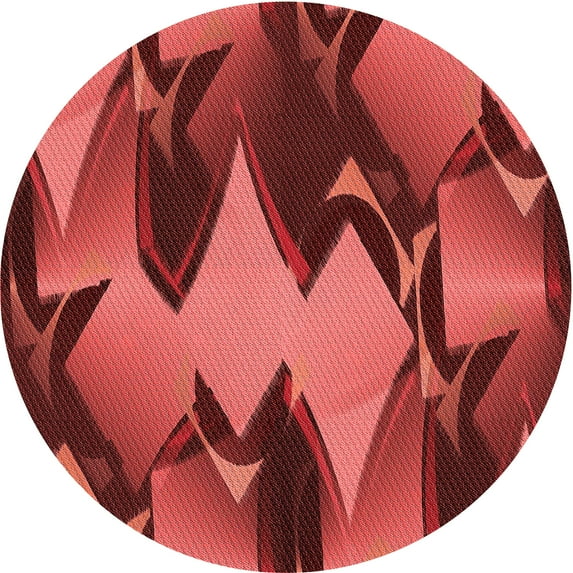 Ahgly Company Indoor Round Patterned Cranberry Red Area Rugs, 8' Round