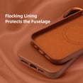 thumbnail image 3 of Genuine Leather Case for iPhone 16 Pro Max (6.9 inch), Stylish Litchi Leather case with Soft Fiber Lining, Lip Screen Protection, Compatible with MagSafe ,Saddle Brown, 3 of 5