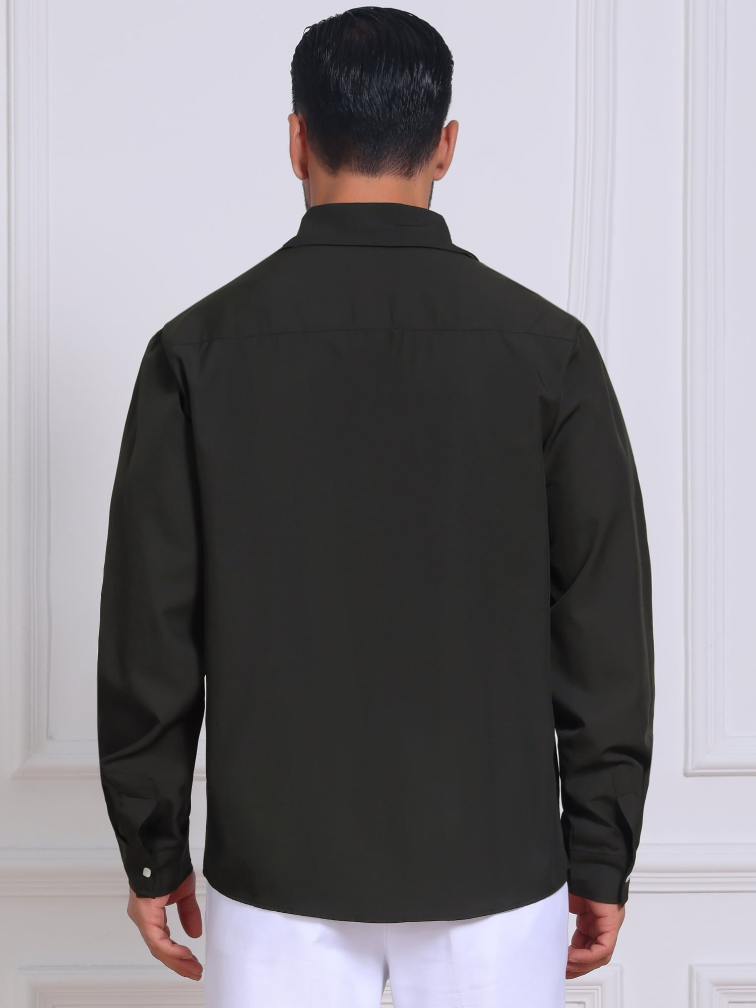 DARING DIVA Men's Contrast Trim Long Sleeve Button Down Formal Shirts M Black