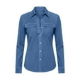 thumbnail image 4 of Aoiroe Womens Fringe Button Down Shirt Rolled Long Sleeve Top Country Concert Nashville Western Cowgirl Outfit Blue S, 4 of 4