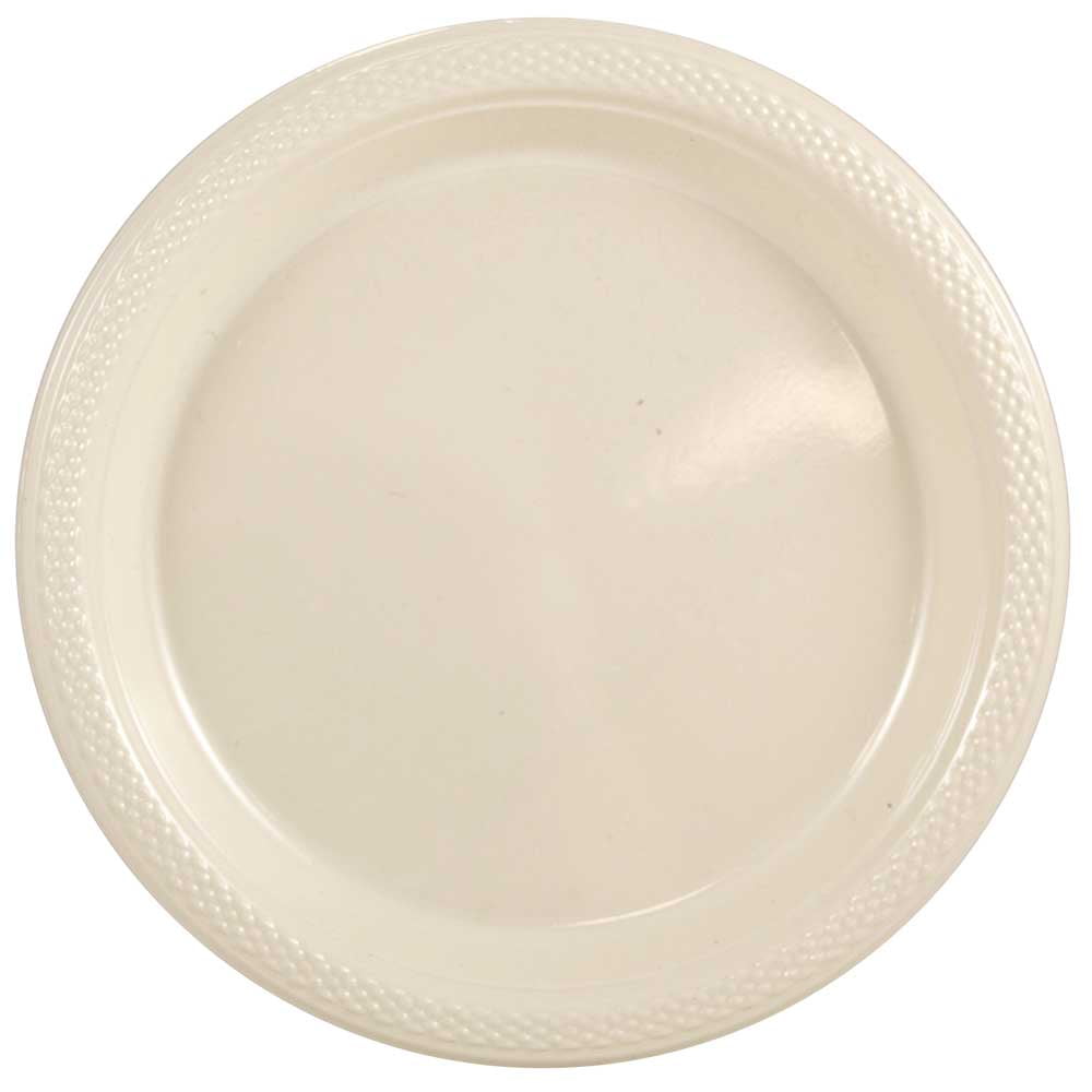JAM Round Plastic Party Plates, Ivory, 20/Pack, Small, 7"