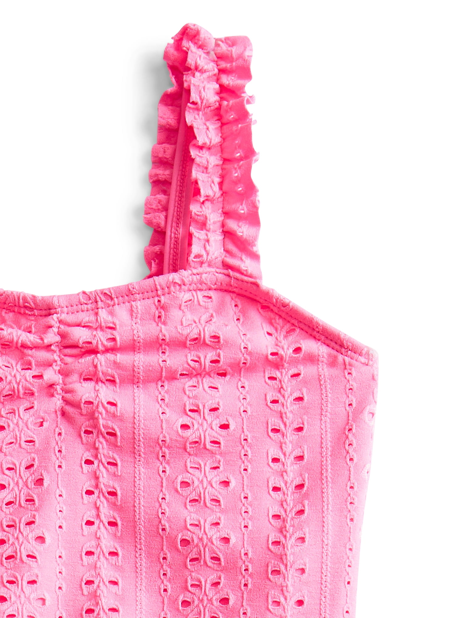 Wonder Nation Girls Ruffle Eyelet Tankini Swimsuit, 2-Piece, Sizes 4-18