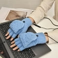 thumbnail image 3 of Heated Gloves Fingerless Double-Sided Heating Knitted Winter USB Heated Gloves Typing Mitten for Women Men,Blue B, 3 of 8