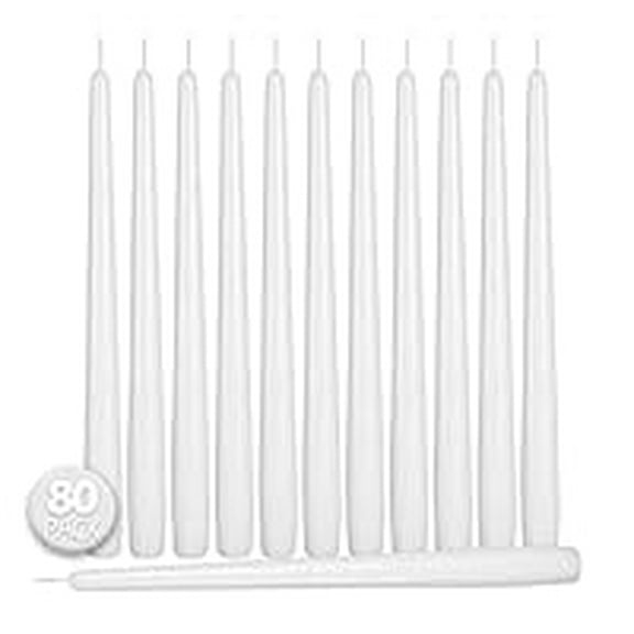 Hyoola Bulk 14" White Dripless European Made Taper Candles, Unscented Paraffin Wax with Cotton Wicks, 96 Pack