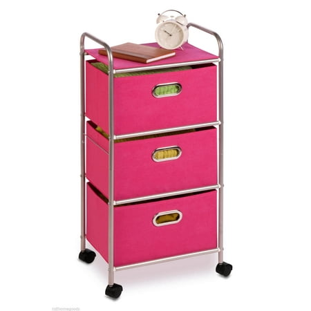 Honey Can Do Plastic Rolling Cart With 3 Fabric Drawers