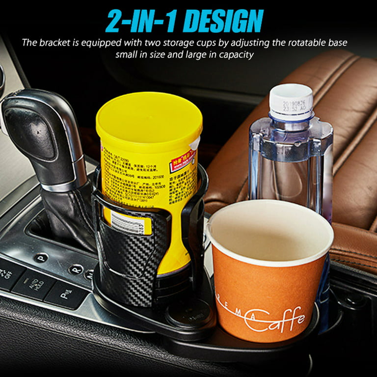 Car Cup Holder Expander, 2 in 1 Multifunctional Auto Drinks Holder, Double Cup Holder Extender Adapter Organizer with 360 Rotating Adjustable Base to