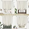 DriftAway  Blackout Linen Textured Solid Basic Room Darkening Thermal Insulated Tie Up 45"x63" - Light Linen