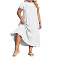 thumbnail image 2 of XiYing Robes pour Femmes, Robe Maxi Décontractée de Mode pour Femmes Grande Taille à Encolure Carrée avec Boutons, Bretelles, Dos Plissé et Détails de Buste,, 2 of 8