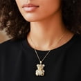 thumbnail image 3 of Black and White Cubic Zirconia Teddy Bear Pendant in Goldtone with Stainless Steel Necklace 20-22 Inches, 3 of 6