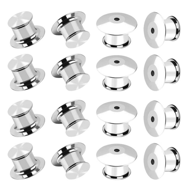 Phenofice 30Pcs Metal Pin Back Locks Secure Pin Fasteners with Copper Caps for Ties Clothing