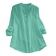 thumbnail image 1 of Camisa de mujer con cuello en V, botones y nudo en la manga larga: corte holgado, multicolor, algodón, prenda informal para todas las estaciones, tallas S-XXXL., 1 of 3