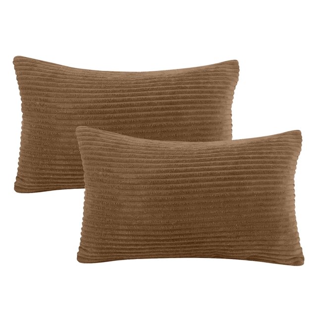 Ionze Home Textiles - Cojín decorativo rectangular de pana suave a rayas para sofá (12 fundas)