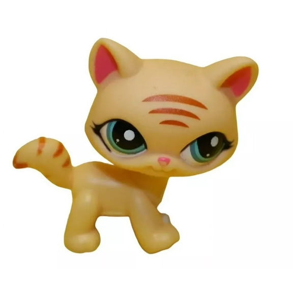LPS Littlest Pet Shop Authentic Walking Cat 1572 Yellow Stripe w/Blue Eyes New