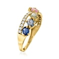 thumbnail image 3 of Ross-Simons 1.40 ct. t.w. Multicolored Sapphire and  .19 ct. t.w. Diamond Crisscross Ring in 14kt Yellow Gold, Women's, Adult, 3 of 6