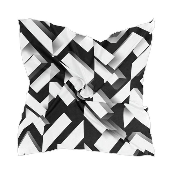 Black and White Arrow Women's Fashion Soft Scarf Square Satin Head Scarf Neck Scarf Head Hair Wraps