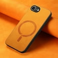 thumbnail image 6 of for iPhone 16e Magnetic Case, Luxury PU Leather Skin-Feel Back Protective Phone Cover Compatible with Mag-Safe Support Car Mount Holder for iPhone 16e, Yellow, 6 of 7