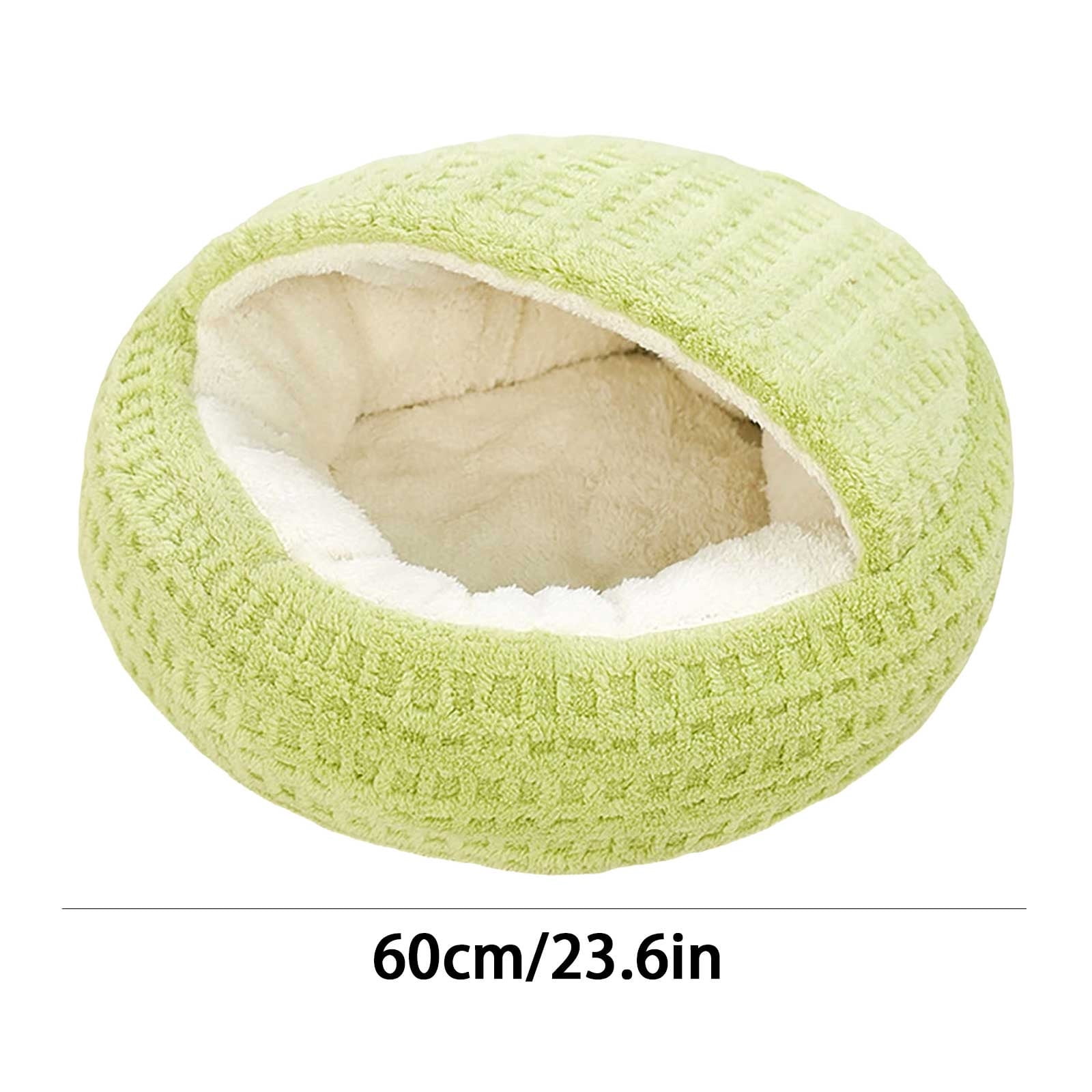 Moocorvic Winter Cat Bed, Round Plush Hooded Bed Cave for Indoor Cats or Small Dog, 23.6 Inch(L)