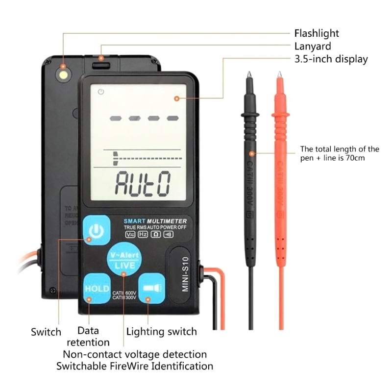 Digital Multimeter Tester for Smart Auto Range Voltmeter for Electrical Testing