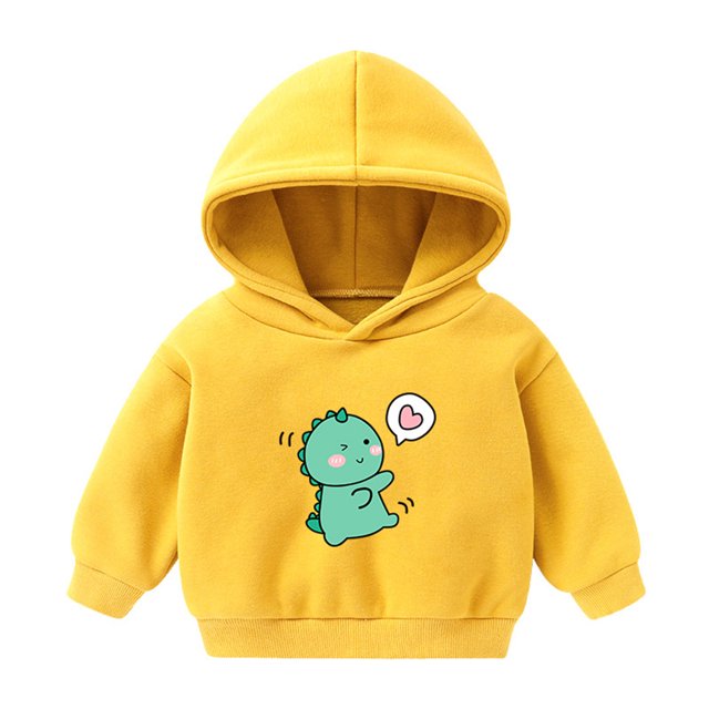 Sudadera con capucha de manga larga Gibobby invierno para niños pequeños y niñas dinosaurio amor dibujos Amarillo 4-5 Años
