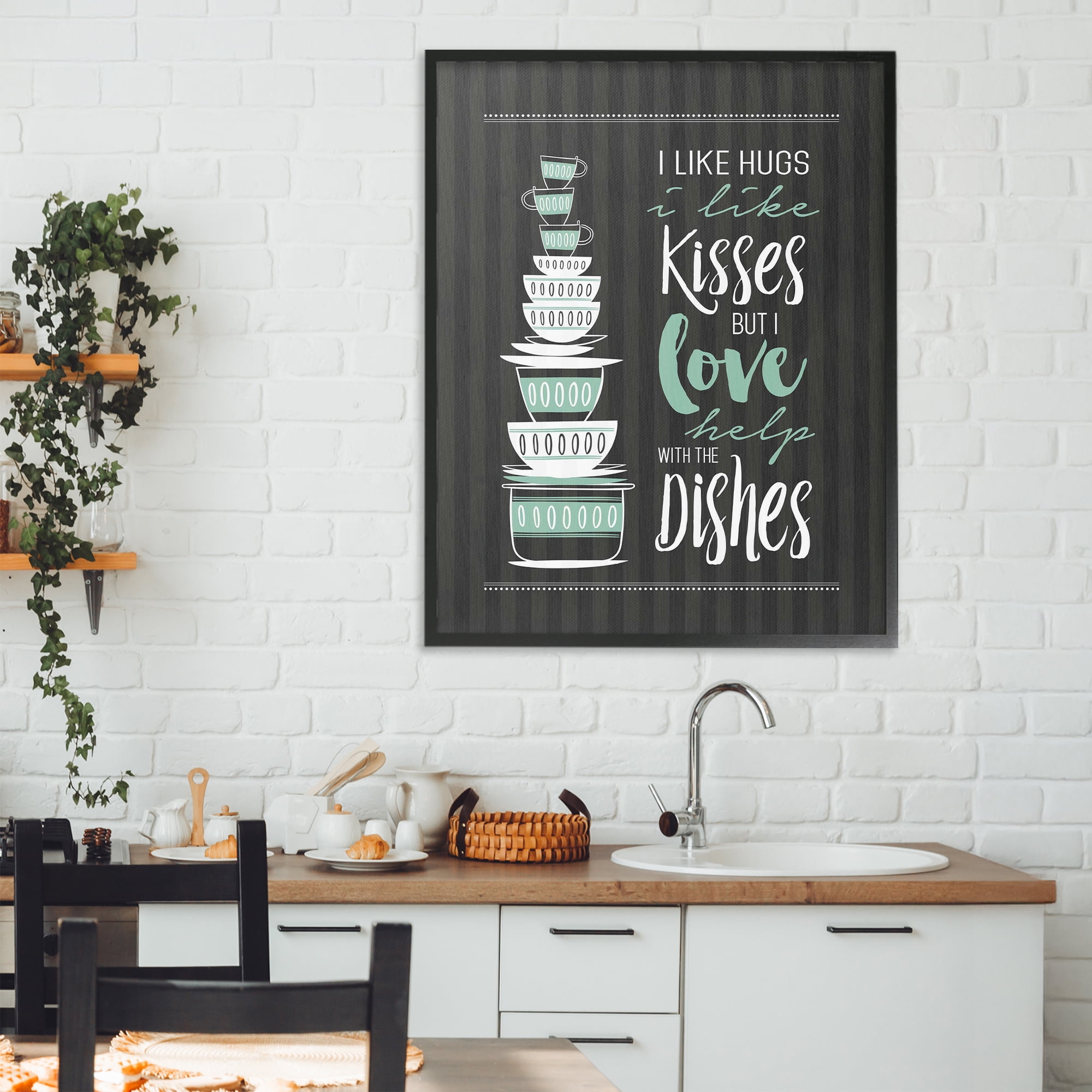 Love Help With Dishes Black Framed Giclee Art, design by Lettered and Lined