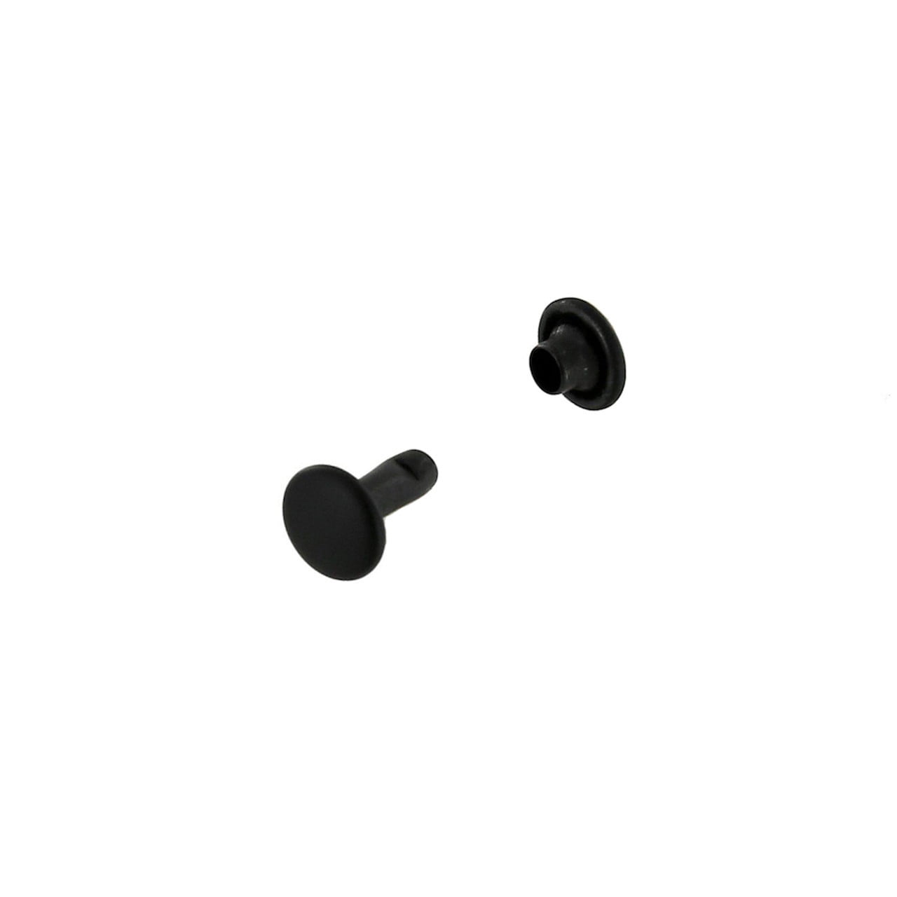 Double Cap Rivet, Black Matte, Solid Brass-LL (100 sets per bag), Multiple Sizes