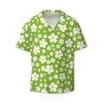 thumbnail image 3 of Goofa Green White Flowers Printed Men's Casual Short-sleeved Shirt,Lightweight Breathable Button-down,Summer Casual men's top,Versatile Fashion shirt-4X-Large, 3 of 7