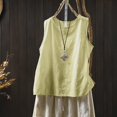 thumbnail image 4 of ManxiVoo Jacquard Sleeveless Shell for Women Breathable Layering Tank in Relaxed Fit with Modern Round Neck XXXXL Size Light Yellow, 4 of 6