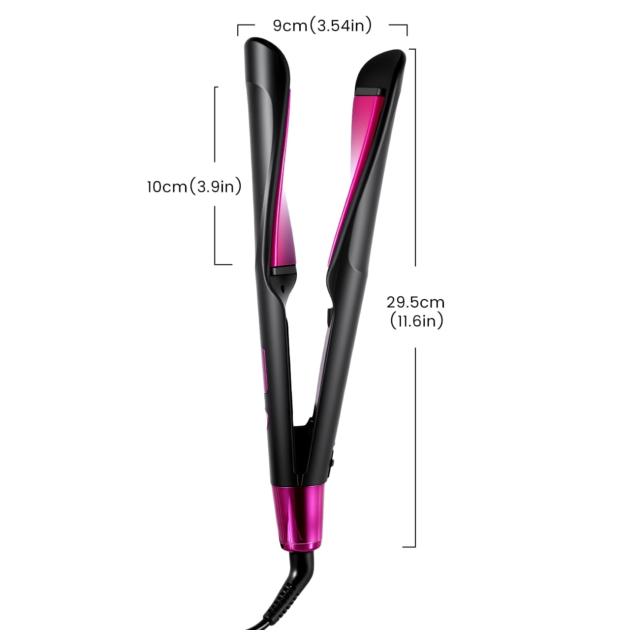 HATTEKER Professional 2-in-1 Curling & Straightening Iron - Hair straightener - curling iron - 11 Temperature Settings - Auto Shut-off - Black