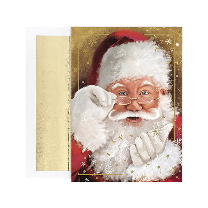 7.8 x 5.6 74630 Masterpiece Studios Holiday Collection 18-Count Boxed Christmas Cards with Envelopes Happy Santa 
