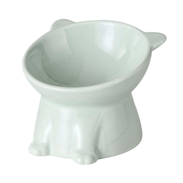 DOLITY Cat Bowls, Raised Anti Vomiting Cat Bowl, Inclined Raised Cat Bowl, Ceramic Bowl green