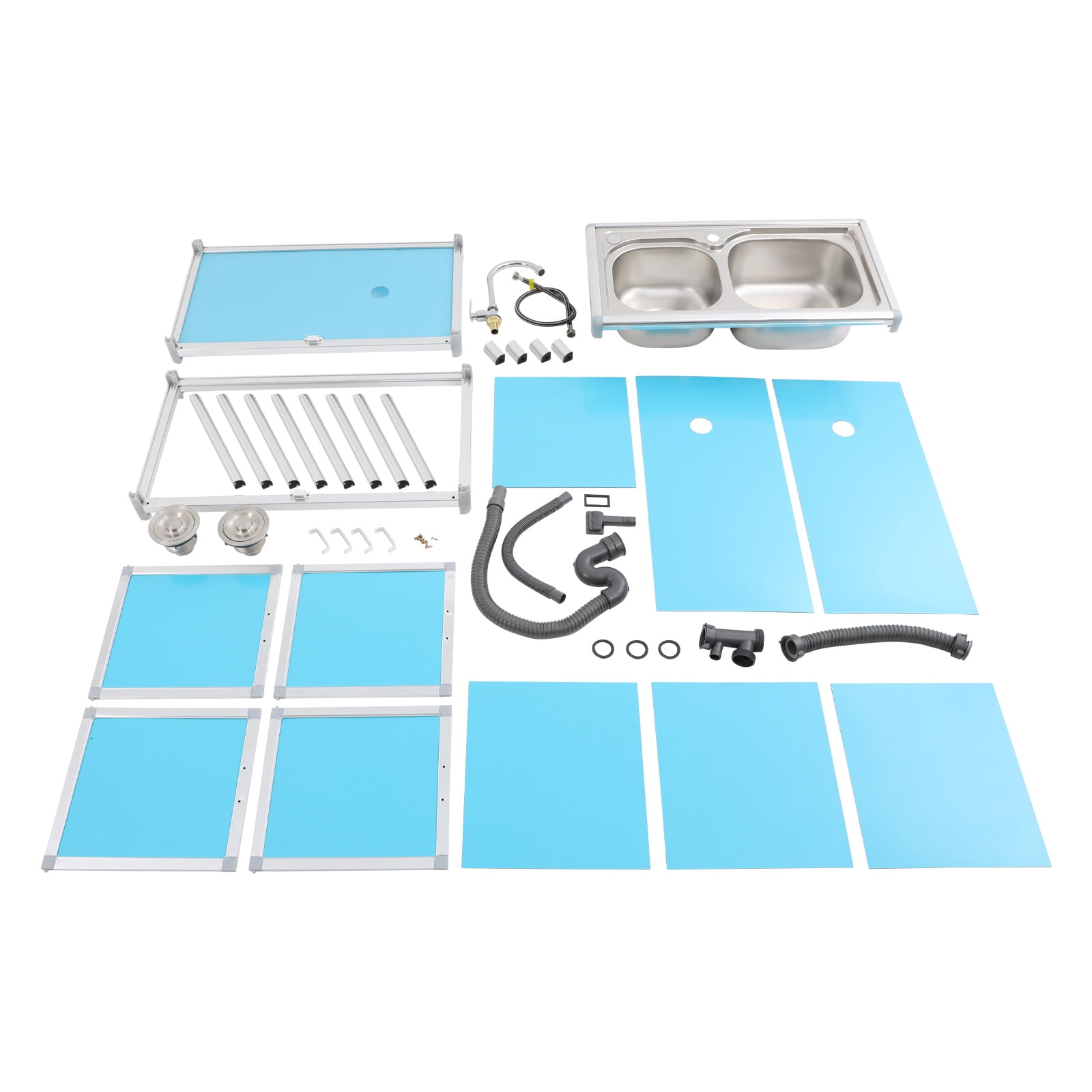 Kitchen Sink with Cabinet, Utility Sinks with Faucet, Freestanding Sink with Storage for Home Kitchen(Blue)