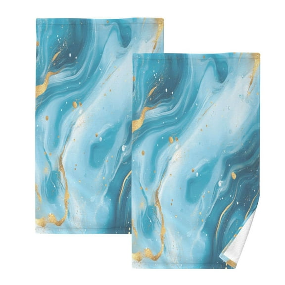 Cotton Towel Two-Piece 16x28 Inch One Sizex2 Face Towel Set Towel Set Cotton Hand Bath Towel Bathroom Beach Pretty Blue Marble Pattern