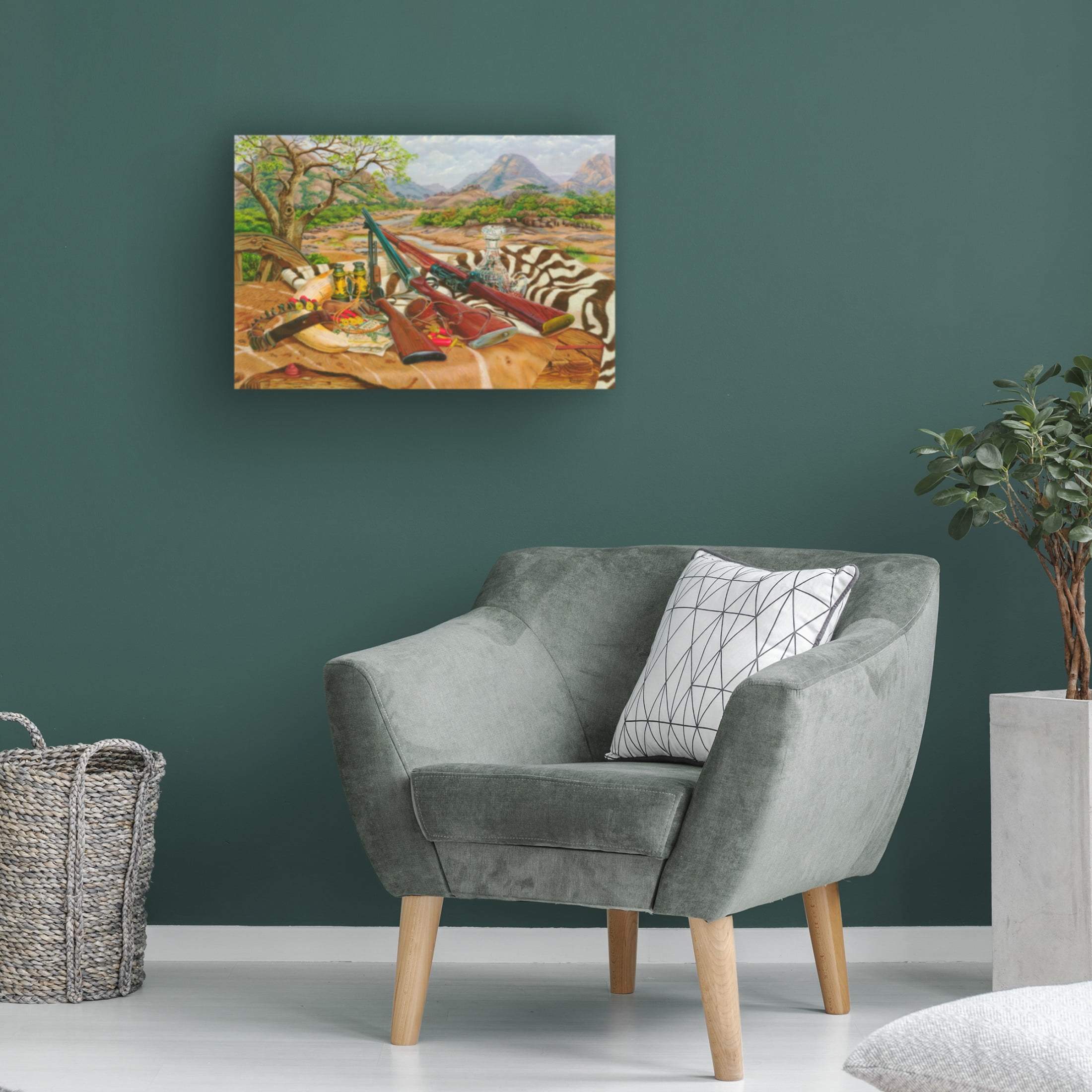 Canvas Wall Art - Delene Lambert 'Hunting Still Life 1' Wall Art for Living Room, Bedroom, or Office Décor by Trademark Fine Art - 19 x 12 Inches