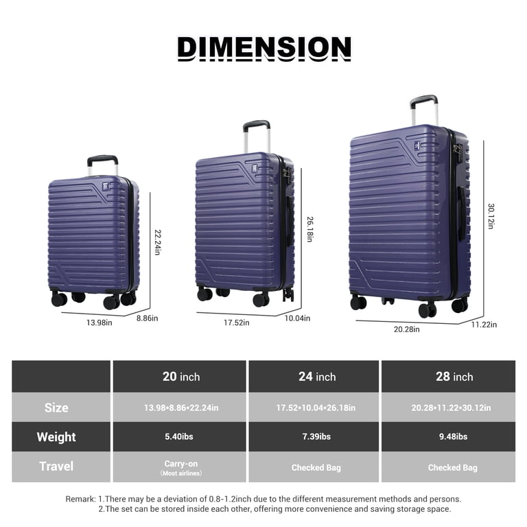 Travelhouse 3 Piece Hardside Luggage Set, Expandable, Lightweight