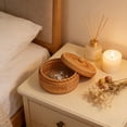 thumbnail image 6 of Honmine Wicker Storage Basket, Woven Rattan Organizer with Lid, Blanket Throw Bin for Bedroom Living Room Laundry, Rustic Farmhouse Style Home Decor Container, 6 of 6