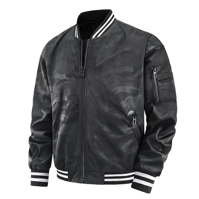 uikmnh Jackets For Men,Male Solid Color Large Size Outdoor Autumn and Winter Jacket with Multiple Pockets and Lapel Air Force Flight Suit Baseball Jacket,Size XXL