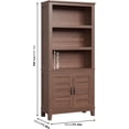 thumbnail image 2 of 71" Farmhouse Bookcase with Doors, Vintage Bookshelf with Storage Cabinet & Adjustable Shelf, 5 Tier Tall Book Shelf Rustic Bookcase for Living Room Office Library, 2 of 7