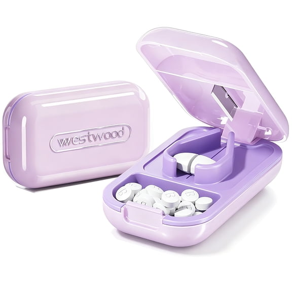 DXIMRX Pill Cutter, Professional Pill Splitter Pill Cutter for Small or Large Pills, Portable Cuts Vitamins Tablets for Purse Pocket, Purple