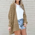 thumbnail image 2 of VEKDONE Lightweight Crochet Cardigan for Women Long Sleeve Open Front Knit Oversized Cardigans Sweaters Casual Loose Hollow Out Solid Color Jackets, 2 of 5