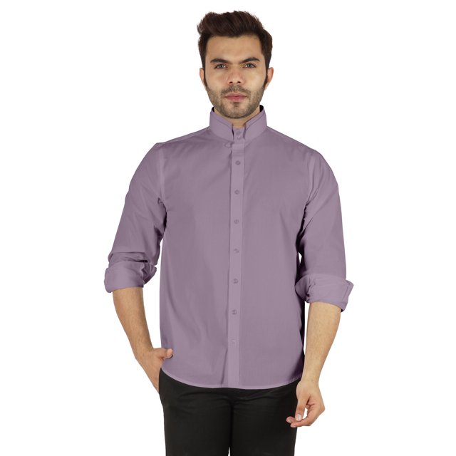 Bestman Formal Front Button Placket Solid Shirts For Mens Long Sleeve Regular Fit Shirt