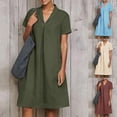 thumbnail image 1 of Gspmoly Robes d'Été pour Femmes 2025, Robes d'Été Décontractées pour Femmes à Col Rabattu Unies à Manches Courtes, Robes de Travail pour Femmes Économies d'Été, 1 of 6