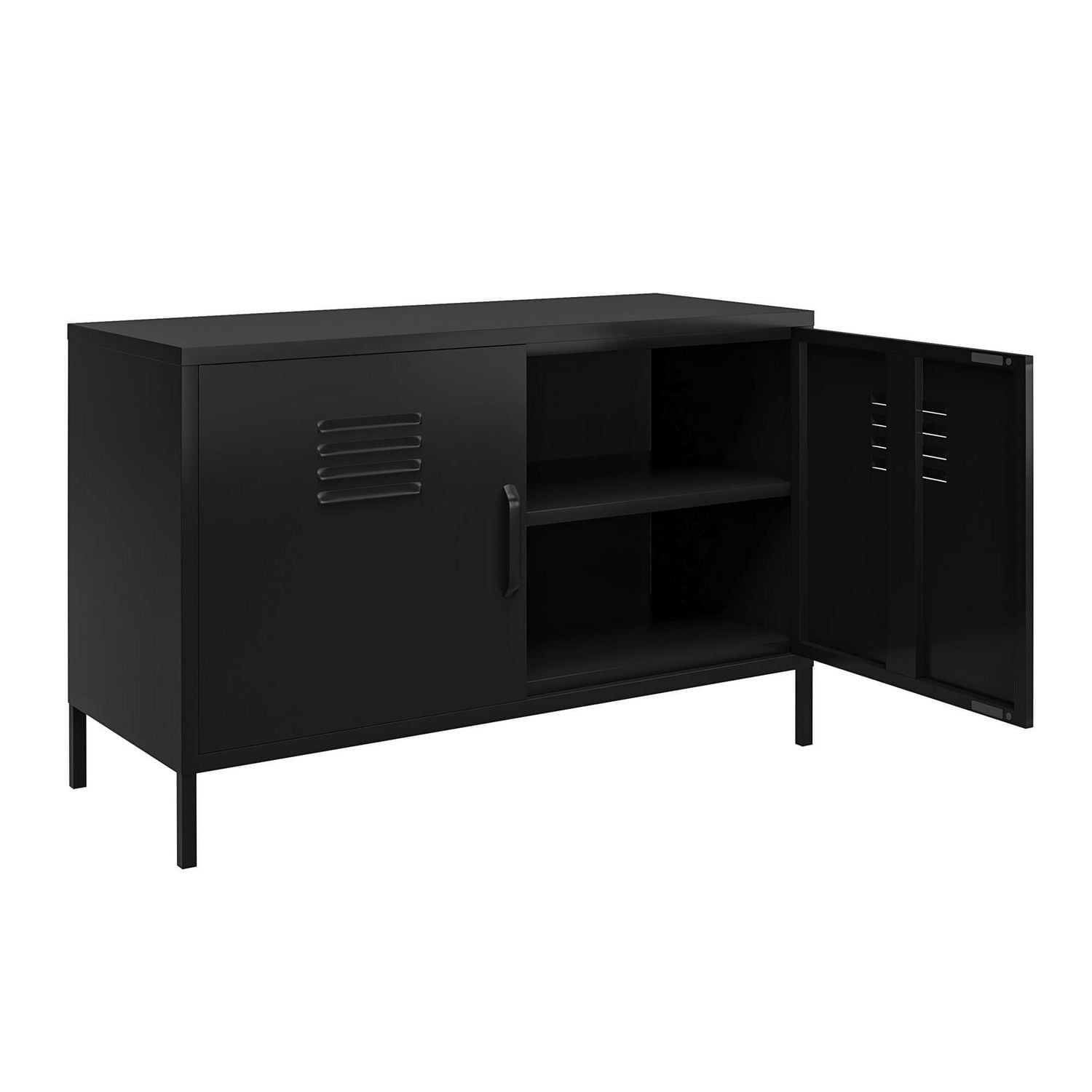 Systembuild Evolution Mission District 2 Door Metal Locker Accent Cabinet, Black