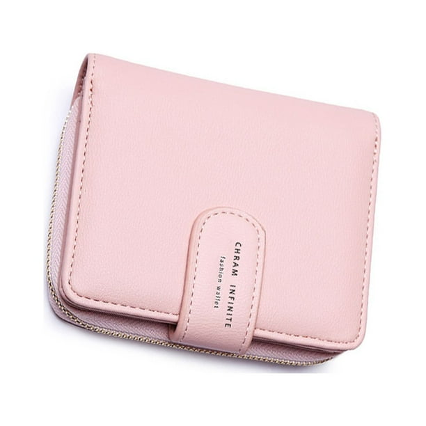 Minnieouse Cartera corta para mujer, tarjetero de cuero PU, para viajes, playa, recibos, monedas, billetes, monedero, bolsillo para niñas Carteras Rosado