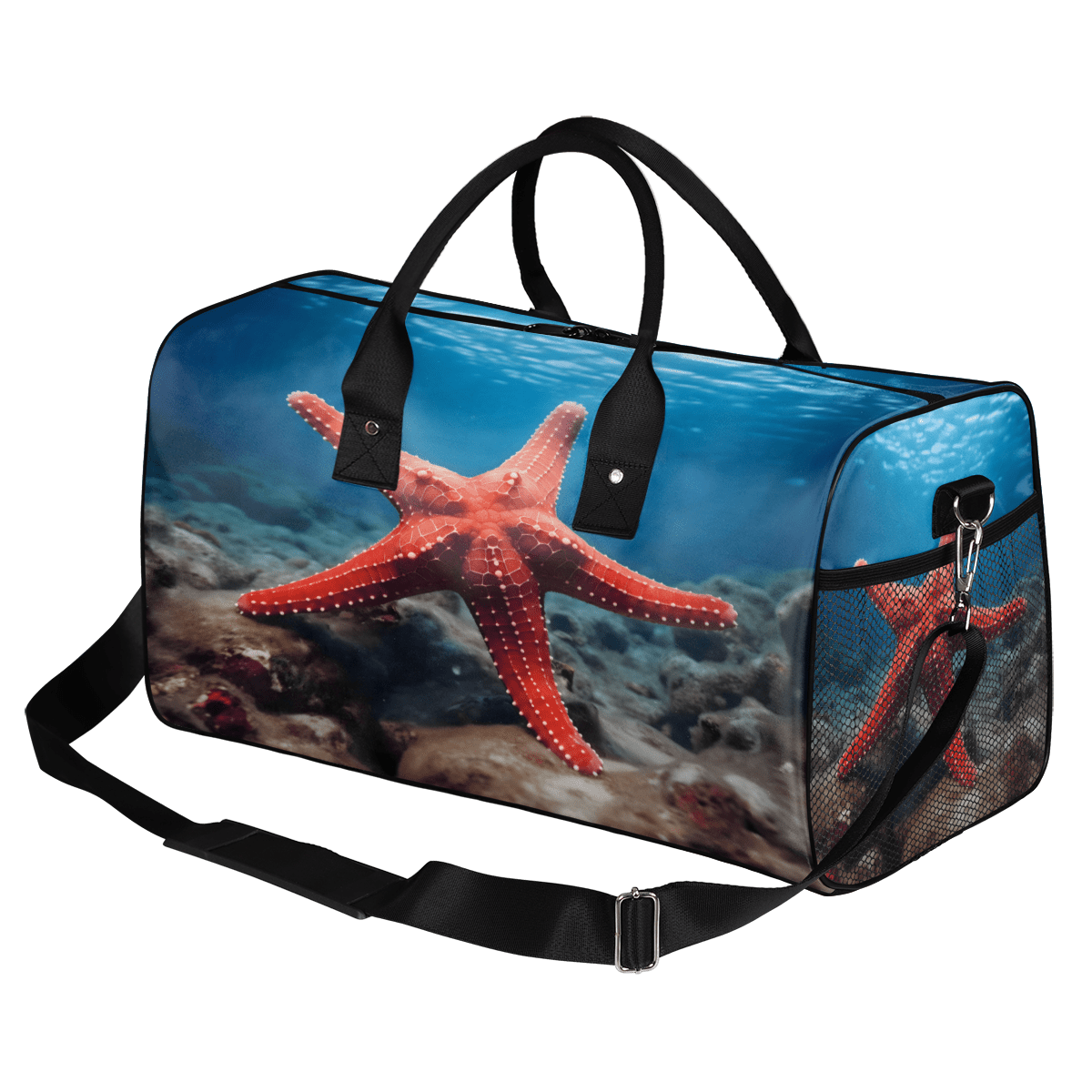 Herdesigns Ocean Sea Starfish Gym Duffle Bag for Men Women, Travel Sports Bag Waterproof Lightweight Weekend Carry On Tote