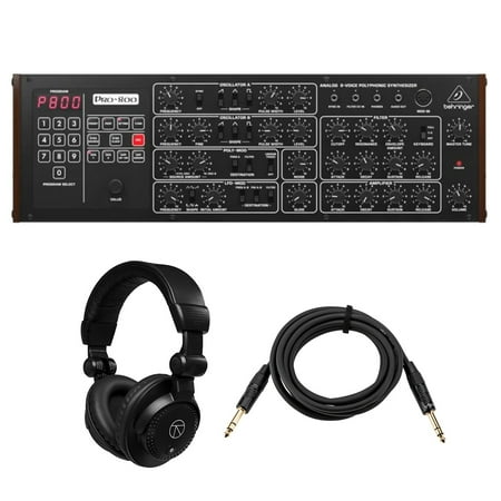 Behringer Pro-800 8-Voice Polyphonic Analog Synthesizer, Bundle with TAPH100 Headphones and Platinum Pro 10' TRS 1/4" Interconnect Cable