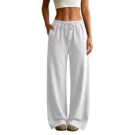 SRZYMJ Wide Leg Sweatpants for Women High Waisted Baggy Sweat Track Pants Drawstring Casual Lounge Pants with Pockets XXS