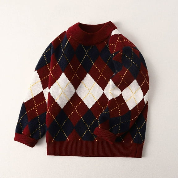 Spazoro Kids Girls Boys Sweaters, Crew Neck Casual Thickening Long Sleeve Warm Shirts for Child Girls Red Size 4 T