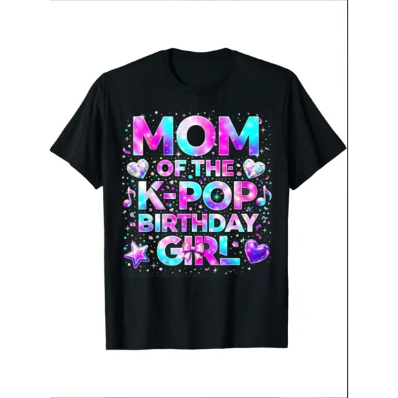 Childrens Wear Mom Of The Kpop Birthday Girl Graphic Tee For Kids Cute Funny Style Birthday Gift Unisex Short Sleeve Cotton Tee