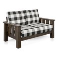 thumbnail image 3 of Furniture of America Mell Rustic Solid Wood Plaid Pattern Cushion Loveseat, Dark Walnut, 3 of 12